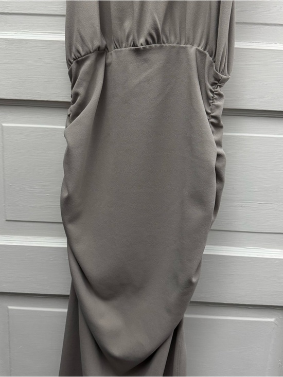 NBD NWT Taupe Ruched Maxi Dress XS High Neck Bodycon Stretch - Picture 4 of 16